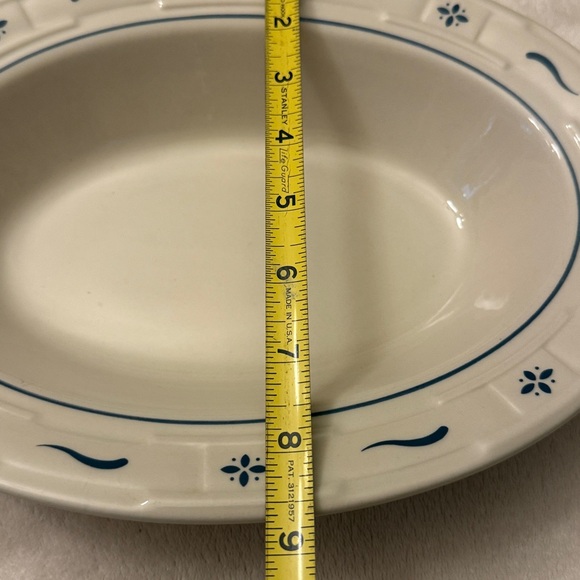 Longaberger Pottery Classic Blue Woven Traditions Oval Serving Veg Bowl Dish 11" - Picture 4 of 5